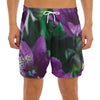 Purple Alstroemeria Print Men's Split Running Shorts