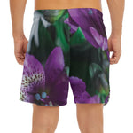 Purple Alstroemeria Print Men's Split Running Shorts