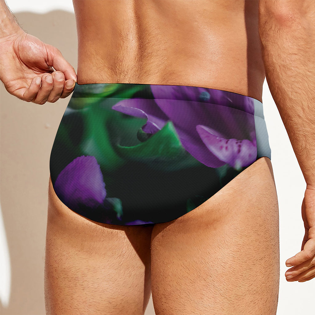 Purple Alstroemeria Print Men's Swim Briefs