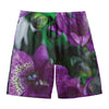 Purple Alstroemeria Print Men's Swim Trunks