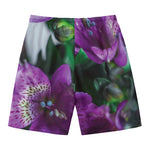 Purple Alstroemeria Print Men's Swim Trunks