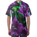 Purple Alstroemeria Print Men's Velvet T-Shirt