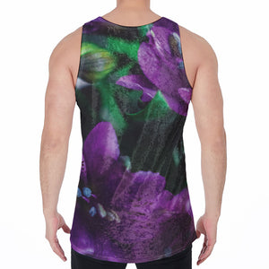 Purple Alstroemeria Print Men's Velvet Tank Top