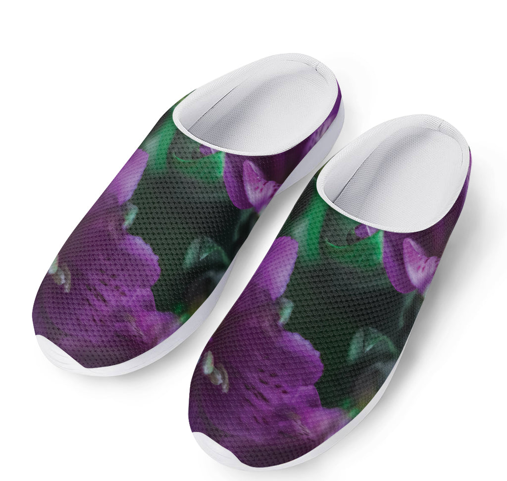 Purple Alstroemeria Print Mesh Casual Shoes