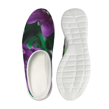 Purple Alstroemeria Print Mesh Casual Shoes