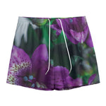 Purple Alstroemeria Print Mesh Shorts