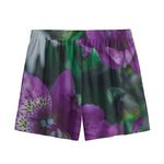 Purple Alstroemeria Print Mesh Shorts