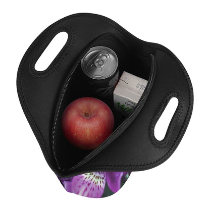 Purple Alstroemeria Print Neoprene Lunch Bag