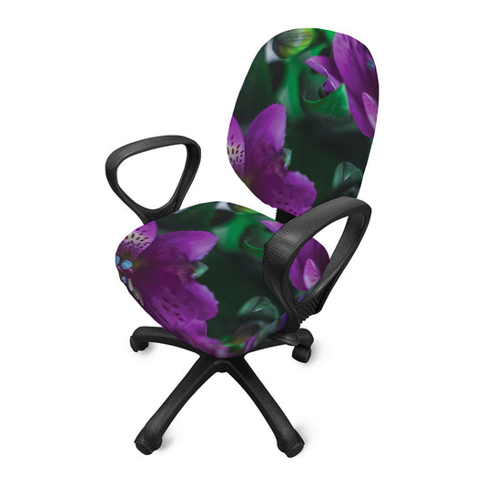 Purple Alstroemeria Print Office Chair Cover