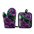 Purple Alstroemeria Print Oven Mitt And Pot Holder Set