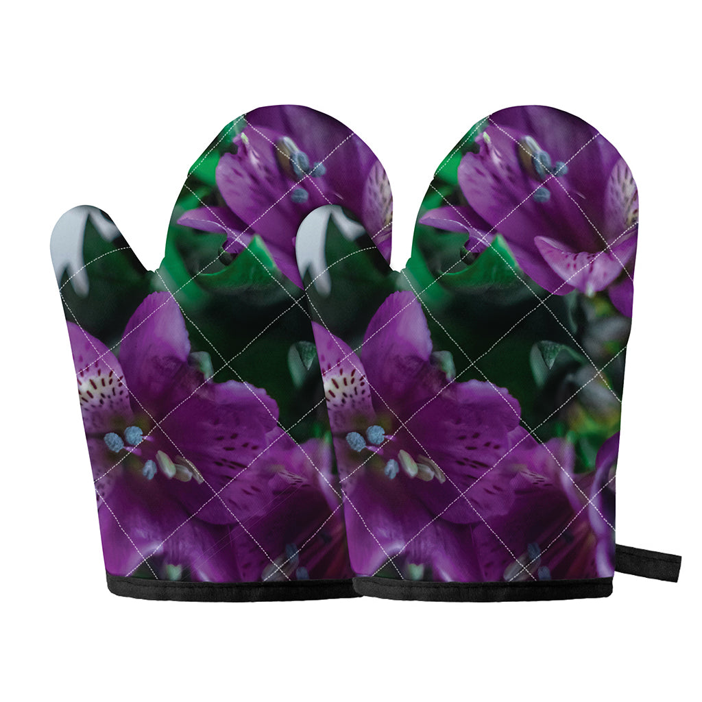 Purple Alstroemeria Print Oven Mitts