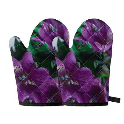 Purple Alstroemeria Print Oven Mitts