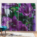 Purple Alstroemeria Print Pencil Pleat Curtains