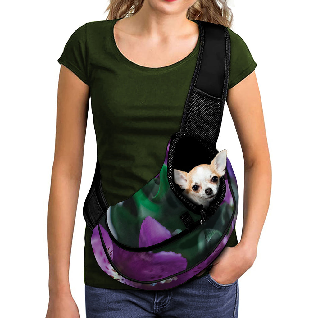 Purple Alstroemeria Print Pet Sling Carrier