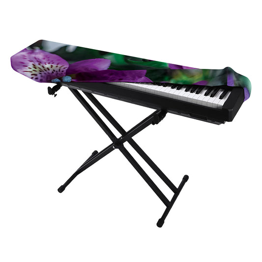 Purple Alstroemeria Print Piano Keyboard Cover