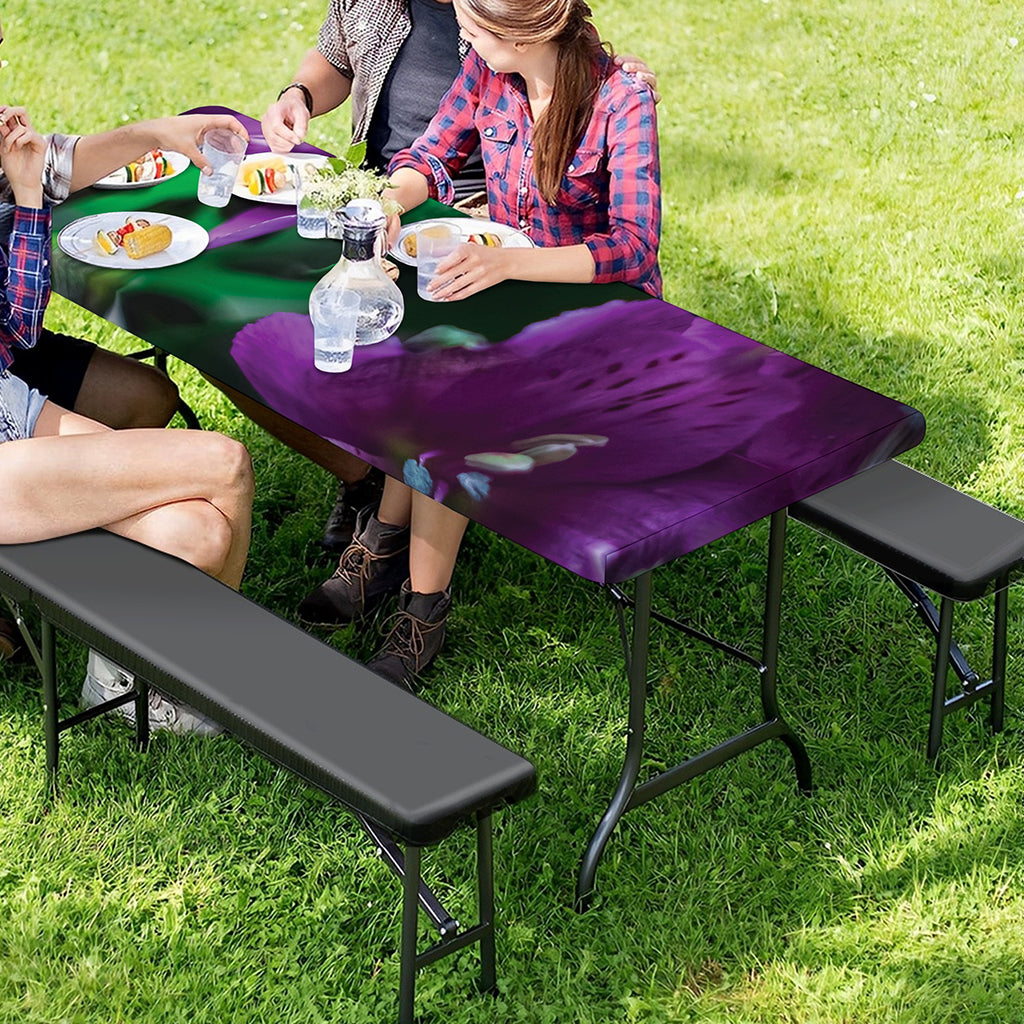 Purple Alstroemeria Print Picnic Table Cover