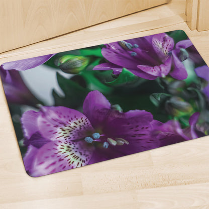Purple Alstroemeria Print Polyester Doormat