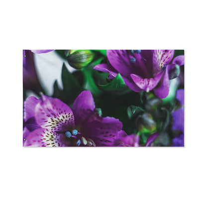 Purple Alstroemeria Print Polyester Flag