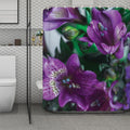 Purple Alstroemeria Print Polyester Shower Curtain