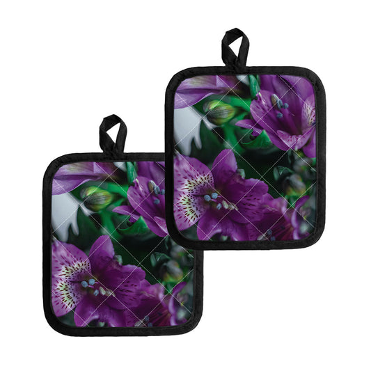 Purple Alstroemeria Print Pot Holders