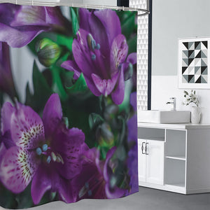 Purple Alstroemeria Print Premium Shower Curtain