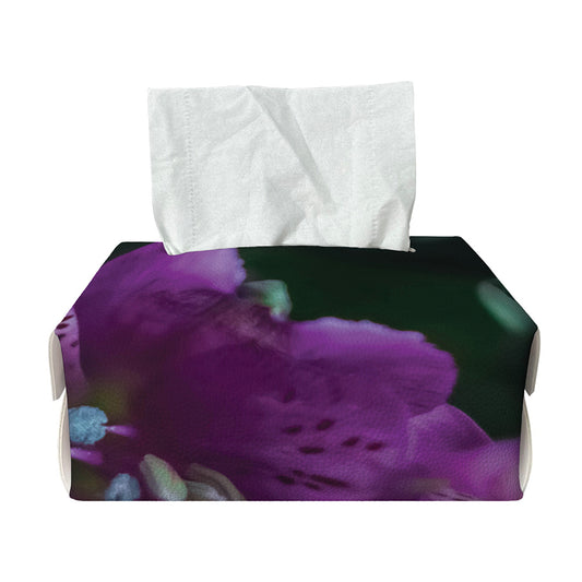 Purple Alstroemeria Print Rectangle Tissue Box Cover