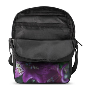 Purple Alstroemeria Print Rectangular Crossbody Bag