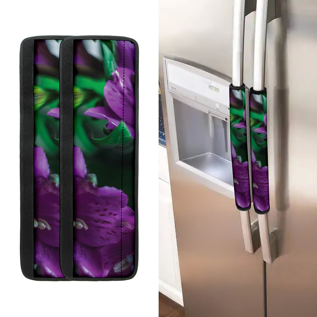 Purple Alstroemeria Print Refrigerator Handle Covers