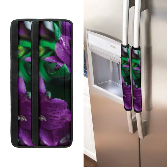 Purple Alstroemeria Print Refrigerator Handle Covers