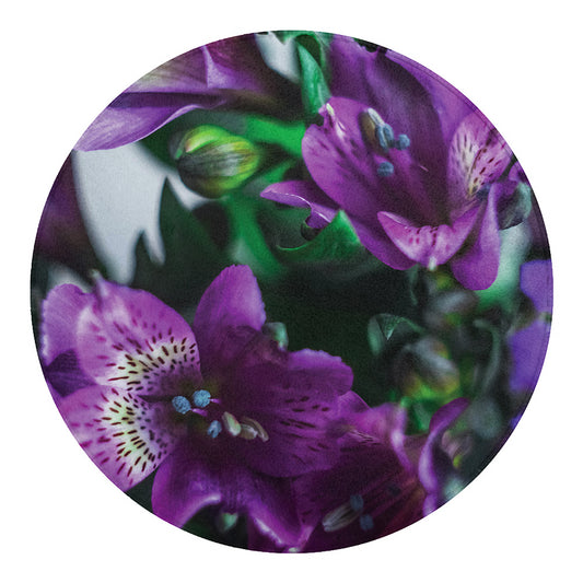 Purple Alstroemeria Print Round Blanket