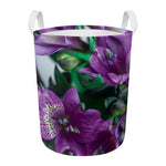 Purple Alstroemeria Print Round Laundry Basket