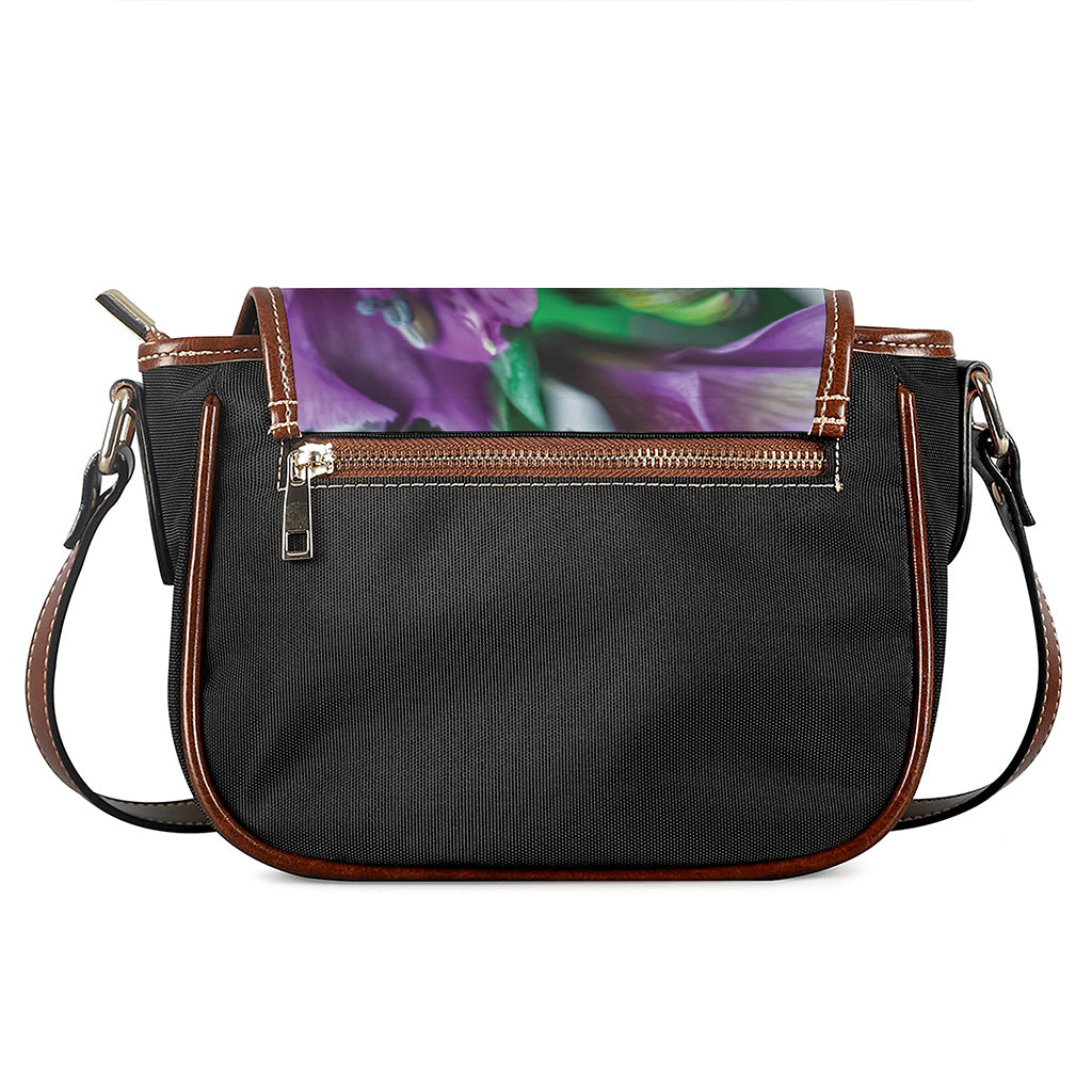 Purple Alstroemeria Print Saddle Bag