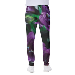 Purple Alstroemeria Print Scuba Joggers