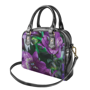 Purple Alstroemeria Print Shoulder Handbag