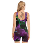 Purple Alstroemeria Print Sleeveless One Piece Swimsuit