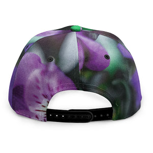 Purple Alstroemeria Print Snapback Cap