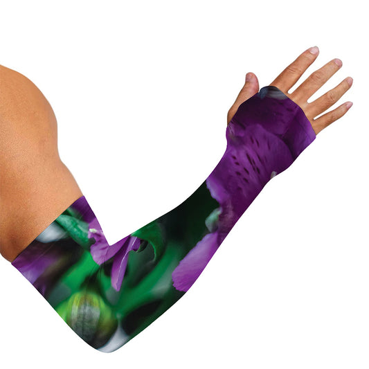 Purple Alstroemeria Print Sun Protection Arm Sleeves