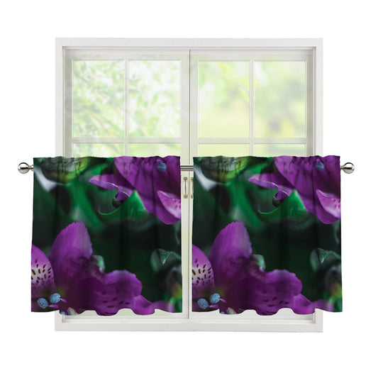 Purple Alstroemeria Print Tier Curtains