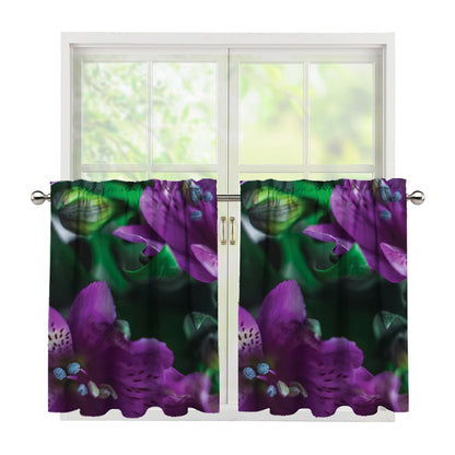 Purple Alstroemeria Print Tier Curtains