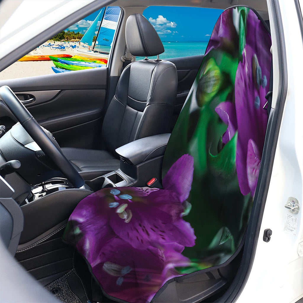 Purple Alstroemeria Print Waterproof Car Seat Cover