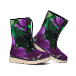 Purple Alstroemeria Print Winter Boots