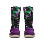 Purple Alstroemeria Print Winter Boots
