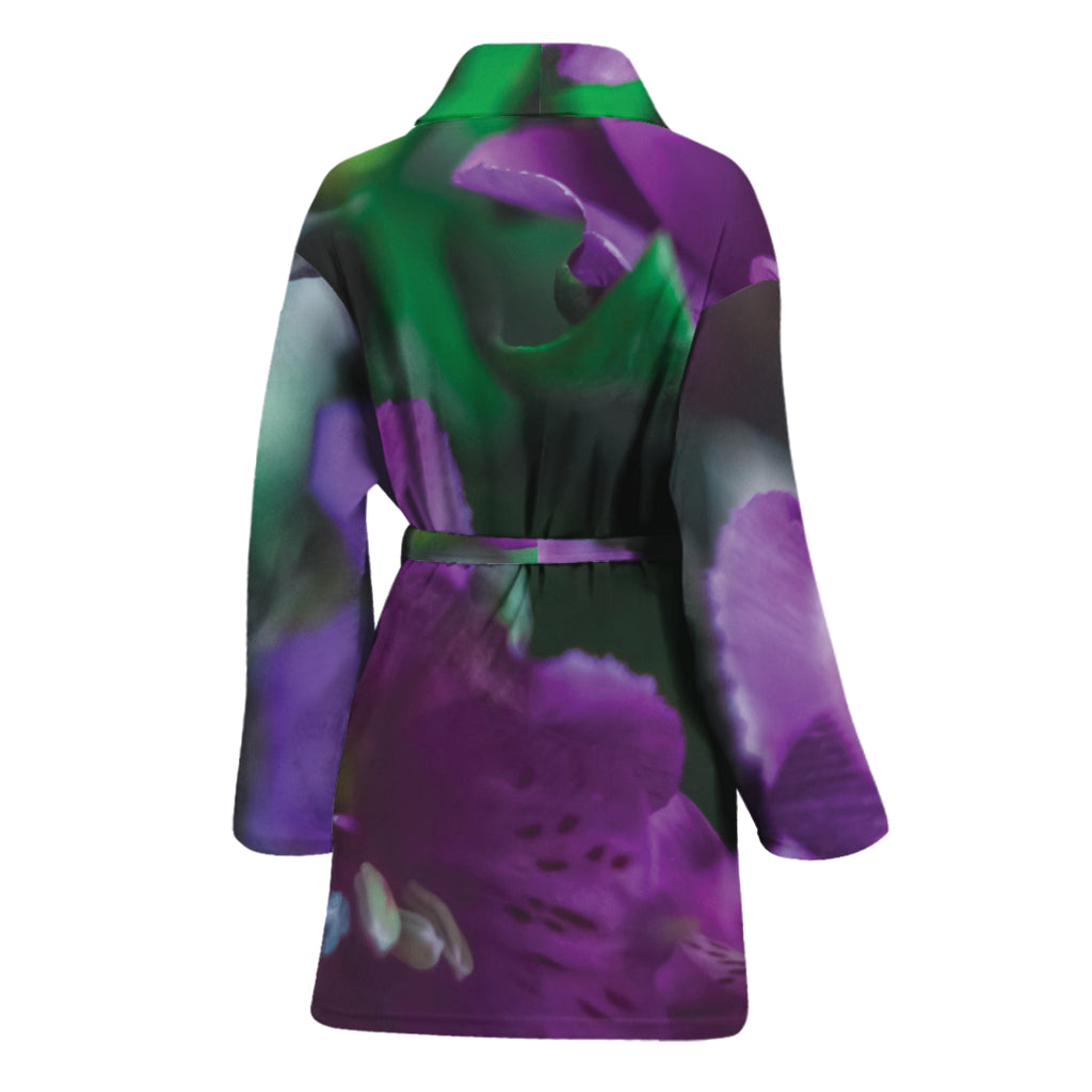 Purple Alstroemeria Print Women's Bathrobe