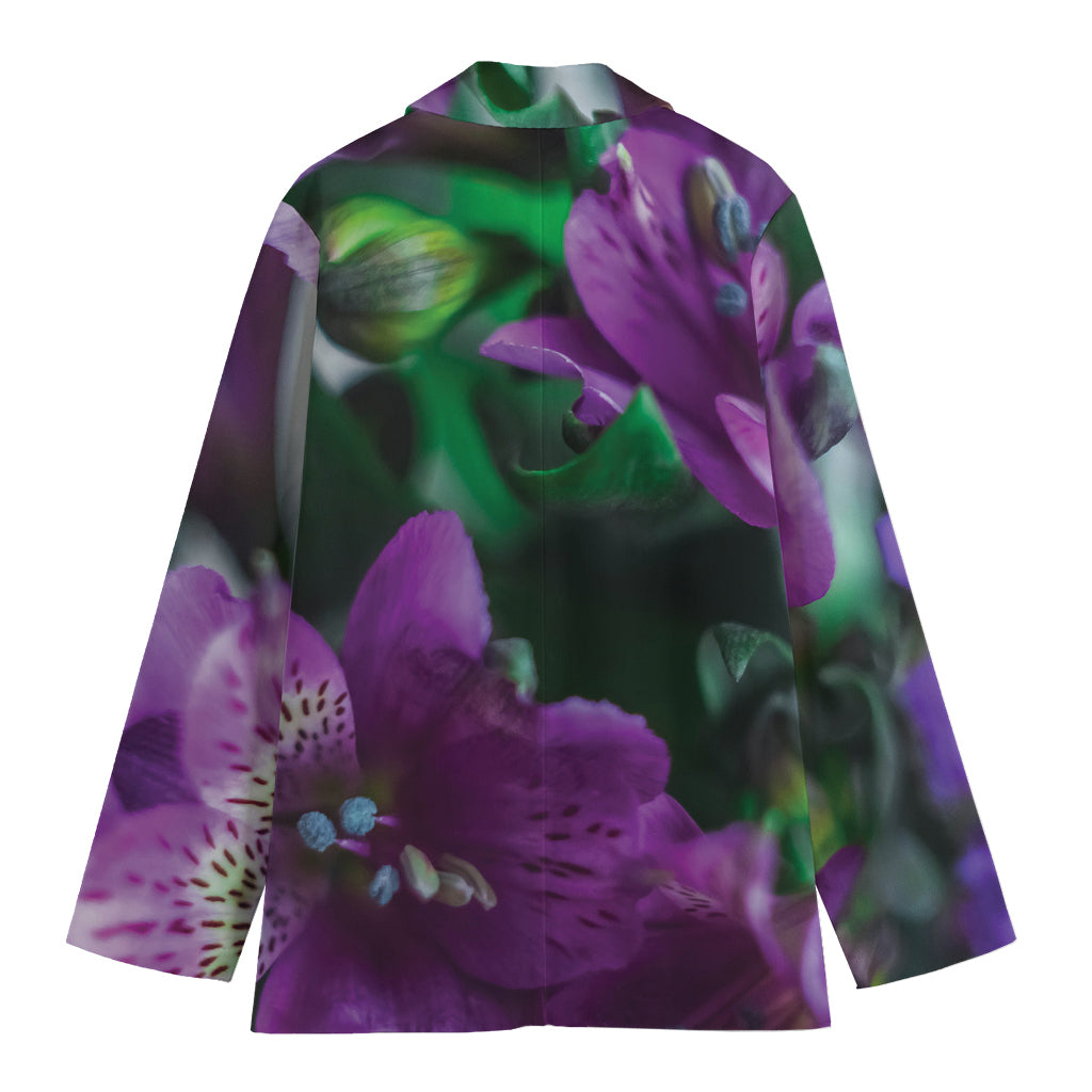 Purple Alstroemeria Print Women's Blazer