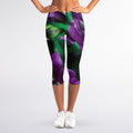 Purple Alstroemeria Print Women's Capri Leggings