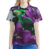 Purple Alstroemeria Print Women's Polo Shirt