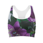 Purple Alstroemeria Print Women's Sports Bra