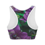Purple Alstroemeria Print Women's Sports Bra
