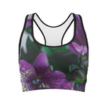 Purple Alstroemeria Print Women's Sports Bra