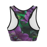 Purple Alstroemeria Print Women's Sports Bra